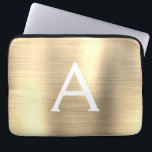 Housse Pour Ordinateur Portable Monogramme en acier inoxydable or de luxe<br><div class="desc">Manche Monogramme Élégante En Acier Inoxydable De Luxe Gold Faux. Cette manche peut être customisée pour inclure votre nom initial et prénom.</div>