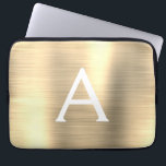 Housse Pour Ordinateur Portable Monogramme en acier inoxydable or de luxe<br><div class="desc">Manche Monogramme Élégante En Acier Inoxydable De Luxe Gold Faux. Cette manche peut être customisée pour inclure votre nom initial et prénom.</div>