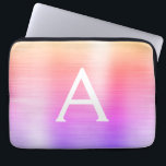 Housse Pour Ordinateur Portable Monogramme en acier inoxydable rose et violet<br><div class="desc">Manche Monogramme Élégante en Acier Inoxydable Pink et Violet Pastel Ombre Faux. Cette manche peut être customisée pour inclure votre nom initial et prénom.</div>