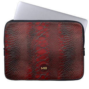 Housse Pour Ordinateur Portable Monogramme en cuir rouge Snakeskin imprimé