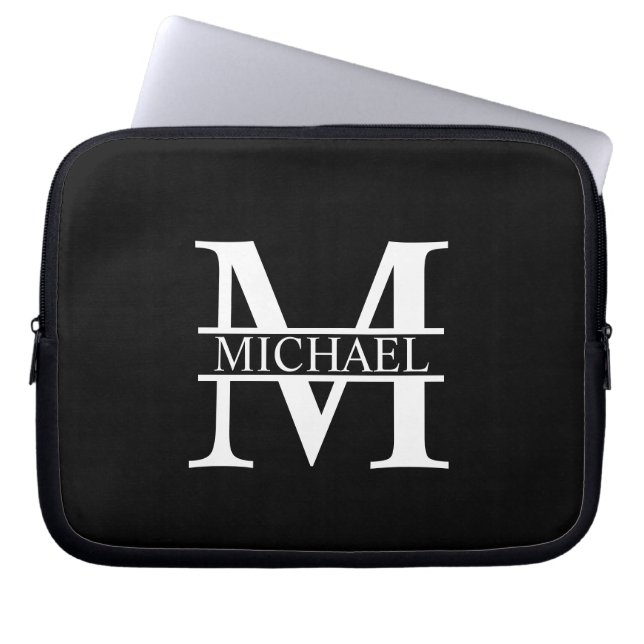 Housse Pour Ordinateur Portable Monogramme et nom personnalisés (Devant)