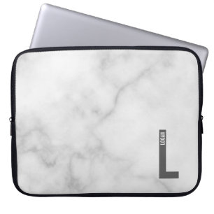 Housse Pour Ordinateur Portable Monogramme et nom personnalisés gras modernes