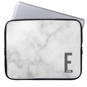 Housse Pour Ordinateur Portable Monogramme et nom personnalisés gras modernes