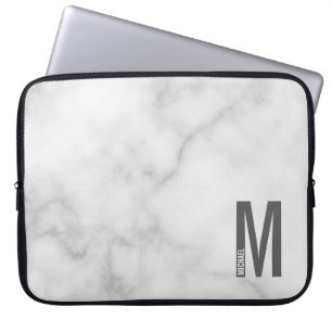 Housse Pour Ordinateur Portable Monogramme et nom personnalisés gras modernes