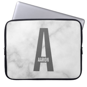 Housse Pour Ordinateur Portable Monogramme et nom personnalisés gras modernes