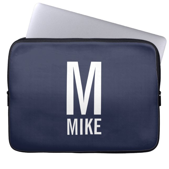 Housse Pour Ordinateur Portable Monogramme et nom personnalisés modernes (Devant)
