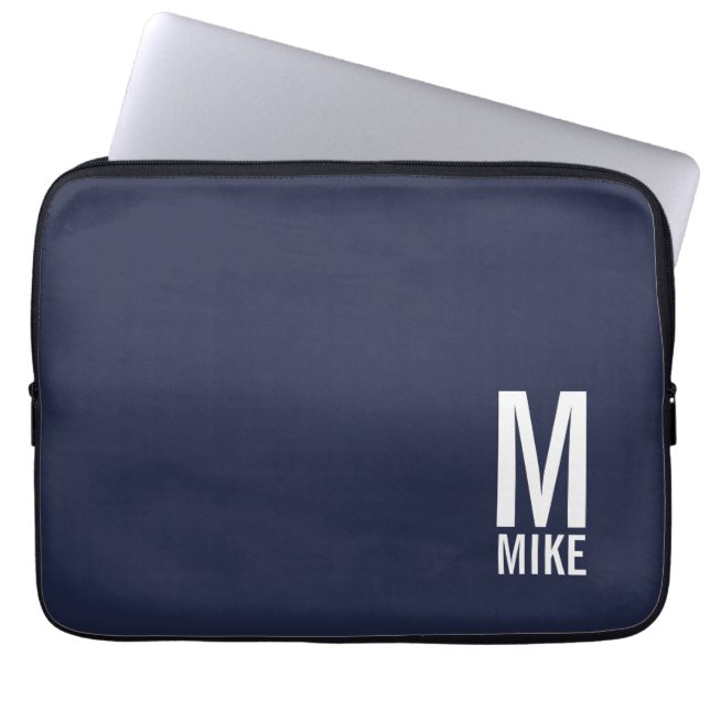 Housse Pour Ordinateur Portable Monogramme et nom personnalisés modernes (Devant)