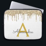 Housse Pour Ordinateur Portable Monogramme étincelant Parties scintillant or blanc<br><div class="desc">Blanc et or Faux Dripping Parties scintillant fille moderne et élégante et Coque de Monogramme élégant étincelant étincelant. Ce coque peut être customisé pour inclure votre nom initial et prénom.</div>