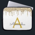 Housse Pour Ordinateur Portable Monogramme étincelant Parties scintillant or blanc<br><div class="desc">Blanc et or Faux Dripping Parties scintillant fille moderne et élégante et Coque de Monogramme élégant étincelant étincelant. Ce coque peut être customisé pour inclure votre nom initial et prénom.</div>