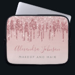 Housse Pour Ordinateur Portable Monogramme étincelant rose or<br><div class="desc">Blush Pink - Rose Gold Faux Parties scintillant à goutte et Élégant Monogramme professionnel et étincelant cheveux et maquiller beauté promo Ordinateur portable de travail Coque ou manches. Ce coque peut être customisé pour inclure votre nom de script de signature et le titre du travail ou du poste.</div>