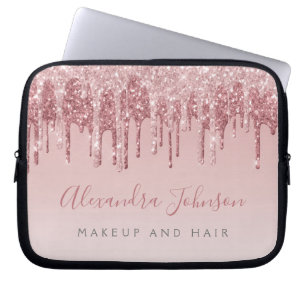 Housse Pour Ordinateur Portable Monogramme étincelant rose or