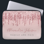 Housse Pour Ordinateur Portable Monogramme étincelant rose or<br><div class="desc">Blush Pink - Rose Gold Faux Parties scintillant à goutte et Élégant Monogramme professionnel et étincelant cheveux et maquiller beauté promo Ordinateur portable de travail Coque ou manches. Ce coque peut être customisé pour inclure votre nom de script de signature et le titre du travail ou du poste.</div>