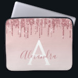 Housse Pour Ordinateur Portable Monogramme étincelant rose or<br><div class="desc">Blush Pink - Rose Gold Faux Parties scintillant de goutte et Élégant Monogramme Girly mignonne Ordinateur portable Coque ou Manche. Ce coque peut être customisé pour inclure votre nom de script de signature.</div>