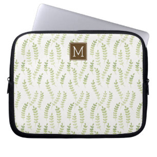 Housse Pour Ordinateur Portable Monogramme Feuille vert