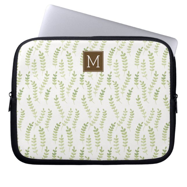 Housse Pour Ordinateur Portable Monogramme Feuille vert (Devant)