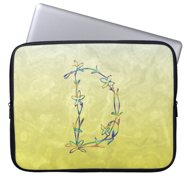 HOUSSE POUR ORDINATEUR PORTABLE MONOGRAMME FLORAL D (Devant)