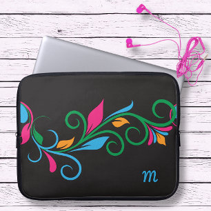 Housse Pour Ordinateur Portable Monogramme floral déco