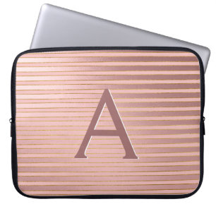 Housse Pour Ordinateur Portable Monogramme Girls en rose et or