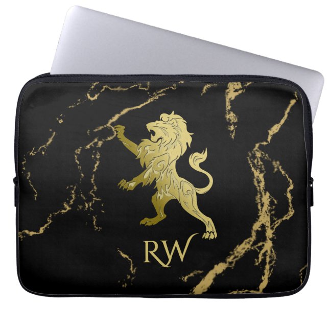 Housse Pour Ordinateur Portable Monogramme Golden Royal Lion (Devant)