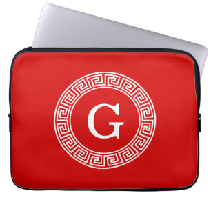 Housse Pour Ordinateur Portable Monogramme initial du cadre de ligne clé grecque b