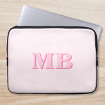 Housse Pour Ordinateur Portable Monogramme initial minimaliste rose moderne<br><div class="desc">Pink Minimaliste Moderne Monogramme Portable Sleeve. Créez votre propre coque portable personnalisé avec un nom initial personnalisé.</div>