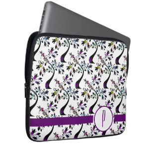 Housse Pour Ordinateur Portable Monogramme Initial Personnalisé Motif Arbre Arc-en