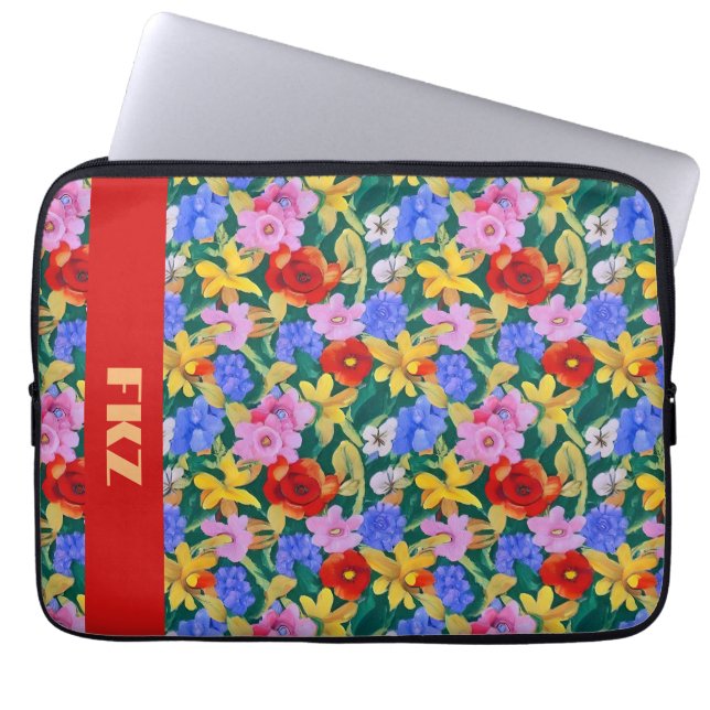 Housse Pour Ordinateur Portable Monogramme inspiré par Frida Kahlo (Devant)