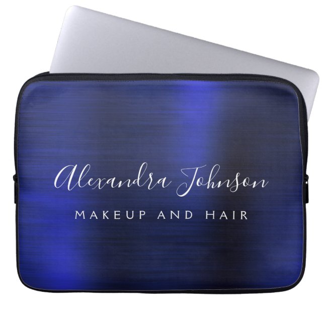 Housse Pour Ordinateur Portable Monogramme métallique bleu marine Professionnel (Devant)