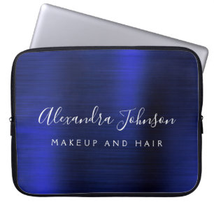 Housse Pour Ordinateur Portable Monogramme métallique bleu marine Professionnel