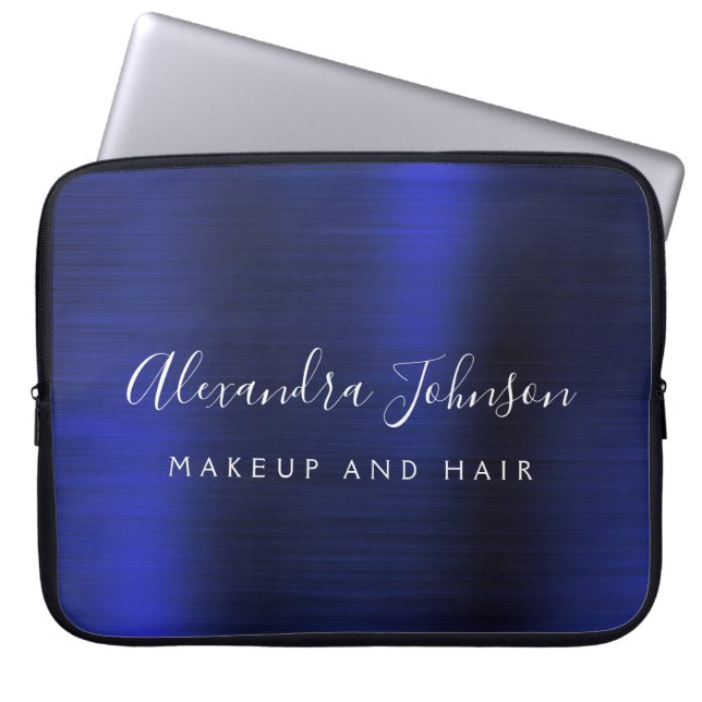 Housse Pour Ordinateur Portable Monogramme métallique bleu marine Professionnel (Devant)