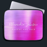 Housse Pour Ordinateur Portable Monogramme métallique rose violet Entreprise<br><div class="desc">Moderne violet et rose Ombre Girly Make Up and Hair Beauty Salon Faux Metallic Stainless Elegant Monogramme Promotionnel Portable Bag or Sleeve Promotional (promo) Coque publicitaire. Ce coque informatique professionnel professionnel de classe peut être customisé pour inclure votre nom de signature de script monogrammé et le titre de la profession...</div>