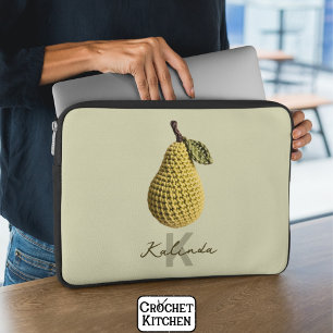 Housse Pour Ordinateur Portable Monogramme minimaliste de poire de Crochet jaune m