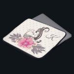 Housse Pour Ordinateur Portable Monogramme moderne Bird and Flora Dotty<br><div class="desc">Oiseaux et fleurs modernes art sur arrière - plan pastel dotty. Élégant monogramme.</div>