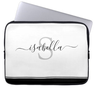 Housse Pour Ordinateur Portable Monogramme Moderne Élégant Script