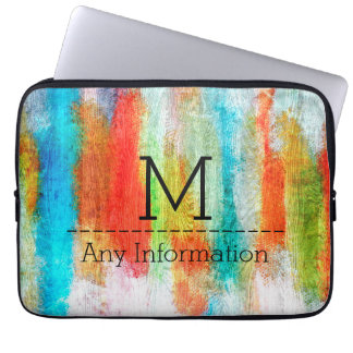 Housse Pour Ordinateur Portable Monogramme moderne en bois coloré #10