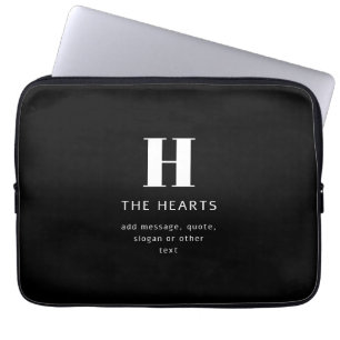 Housse Pour Ordinateur Portable Monogramme moderne modifiable Nom et message Noi