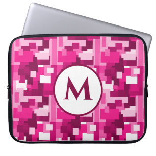 Housse Pour Ordinateur Portable Monogramme Motif Camo numérique rose chaud tendanc
