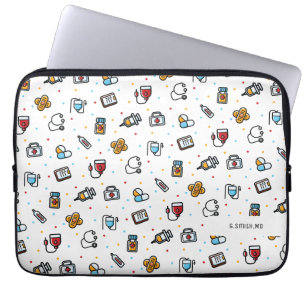 Housse Pour Ordinateur Portable Monogramme. Motif Médicale. Pour les médecins et l