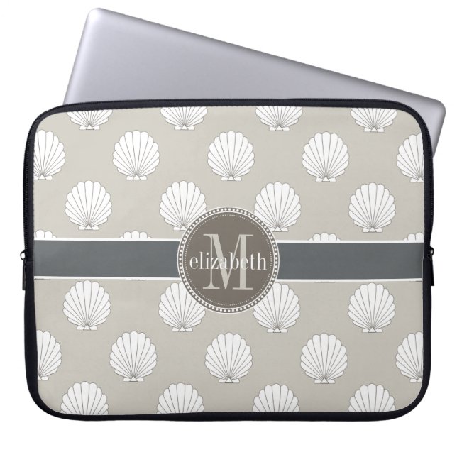 Housse Pour Ordinateur Portable Monogramme naturel de coquillages de blocs (Devant)