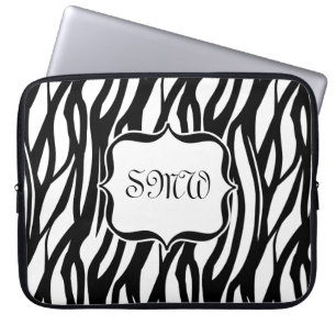 Housse Pour Ordinateur Portable Monogramme noir/blanc de zèbre
