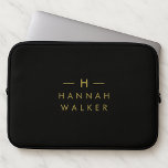 Housse Pour Ordinateur Portable Monogramme Noir | Élégant minimaliste moderne<br><div class="desc">Un design simple et élégant monogramme personnalisé dans une typographie minimaliste dorée moderne sur un arrière - plan noir off. Les initiales et le nom du monogramme peuvent facilement être personnalisés avec la ligne de fonction pour rendre un design aussi unique que vous êtes! Le cadeau ou accessoire sur mesure...</div>