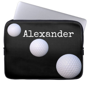 Housse Pour Ordinateur Portable Monogramme nom balle de golf noir arrière - plan
