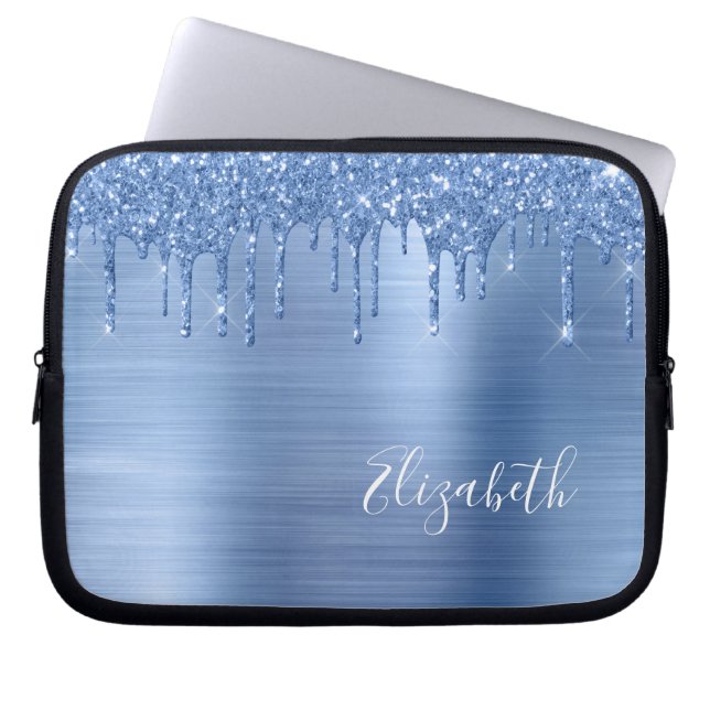 Housse Pour Ordinateur Portable Monogramme Parties scintillant bleue (Devant)