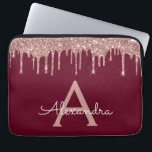 Housse Pour Ordinateur Portable Monogramme Parties scintillant or rose de Bourgogn<br><div class="desc">Bourgogne et rose - Rose Gold Faux Dripping Parties scintillant fille moderne et élégante et Coque monogramme élégant étincelant. Ce coque peut être customisé pour inclure votre nom initial et prénom.</div>