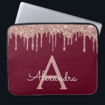 Housse Pour Ordinateur Portable Monogramme Parties scintillant or rose de Bourgogn<br><div class="desc">Bourgogne et rose - Rose Gold Faux Dripping Parties scintillant fille moderne et élégante et Coque monogramme élégant étincelant. Ce coque peut être customisé pour inclure votre nom initial et prénom.</div>