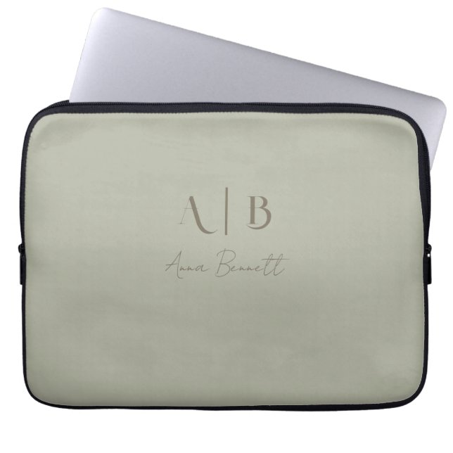 Housse Pour Ordinateur Portable Monogramme personnalisé moderne Initiales Nom Dust (Devant)