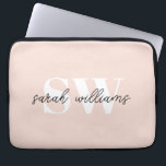 Housse Pour Ordinateur Portable Monogramme personnalisé moderne Nom rose<br><div class="desc">Monogramme personnalisé moderne Nom Portable rose</div>