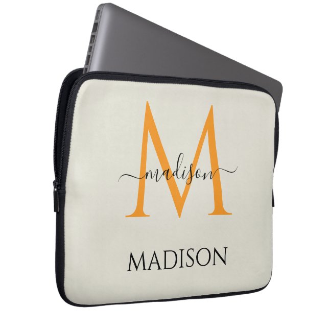 Housse Pour Ordinateur Portable Monogramme personnalisé & Nom  (Devant droit)