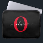 Housse Pour Ordinateur Portable Monogramme personnalisé Nom du script Noir Blanc R<br><div class="desc">Ce monogramme élégant et design de nom de script peut être offert en cadeau pour un anniversaire, mariage, douche nuptiale, anniversaire, fête des mères ou toute occasion. Il peut être personnalisé avec l'initiale et le nom de la personne. Vous pouvez modifier la police, la couleur de police, la taille de...</div>
