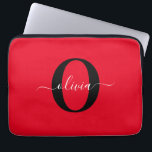 Housse Pour Ordinateur Portable Monogramme personnalisé Nom du script Rouge Noir B<br><div class="desc">Ce monogramme élégant et design de nom de script peut être offert en cadeau pour un anniversaire, mariage, douche nuptiale, anniversaire, fête des mères ou toute occasion. Il peut être personnalisé avec l'initiale et le nom de la personne. Vous pouvez modifier la police, la couleur de police, la taille de...</div>